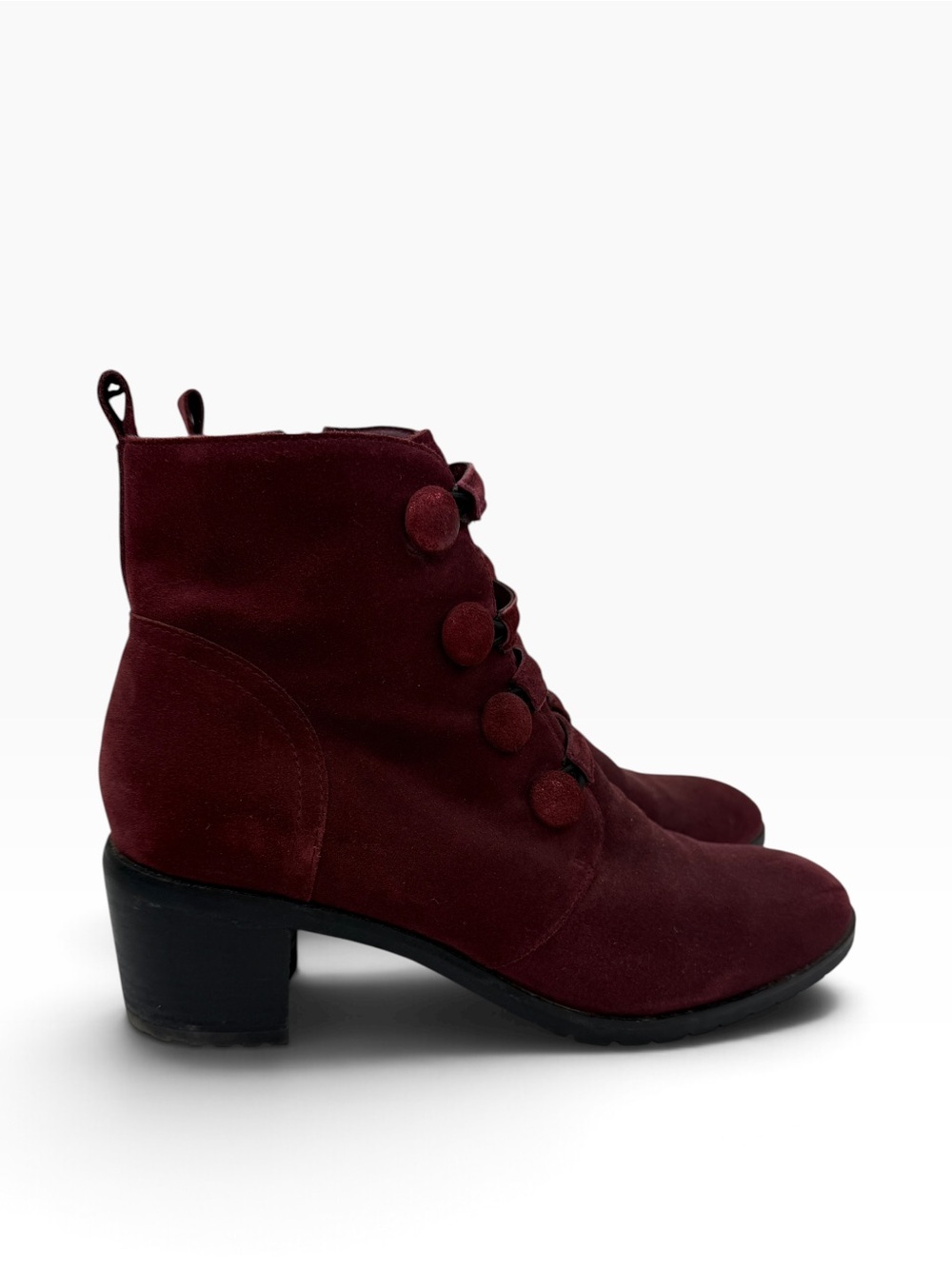 Sundance Burgundy Suede Button Ankle Boots Women’s 10 EU 41